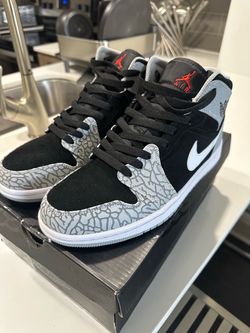 Jordan Air Jordan 1 Mid Elephant Toe Black/Gray/White Men'