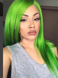 Long Straight Green Lace Front Wig Synthetic Heat Resistant Glueless Wig Fashion