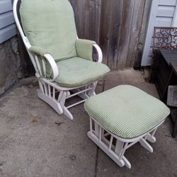 Rocking Glider Chair With Ottoman And Cushions 