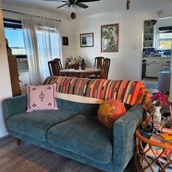 Green 65" Couch Mid Century Style 