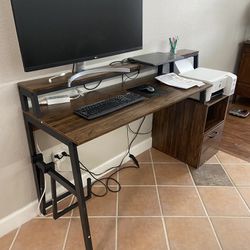 Desk w/printer stand