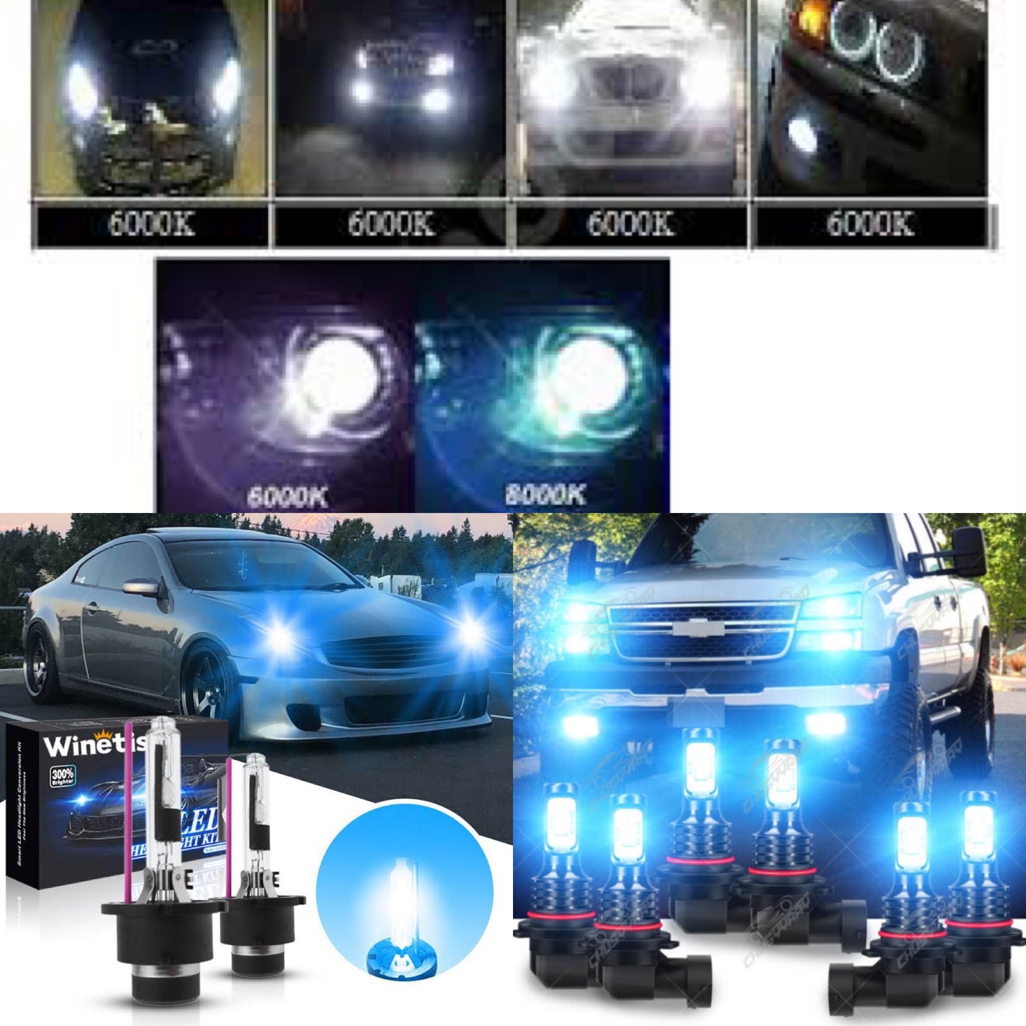 Hid lights kit - led headlight bulbs - 360 beam pattern- any housing - toyota mazda cx5 miata honda accord civic crv cbr h13 h11 9006 h4 h7 9007 h1