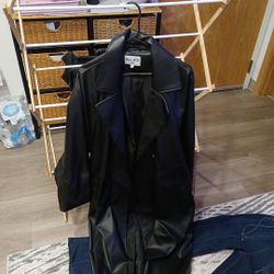 Long Leather Trench Coat Lightweight