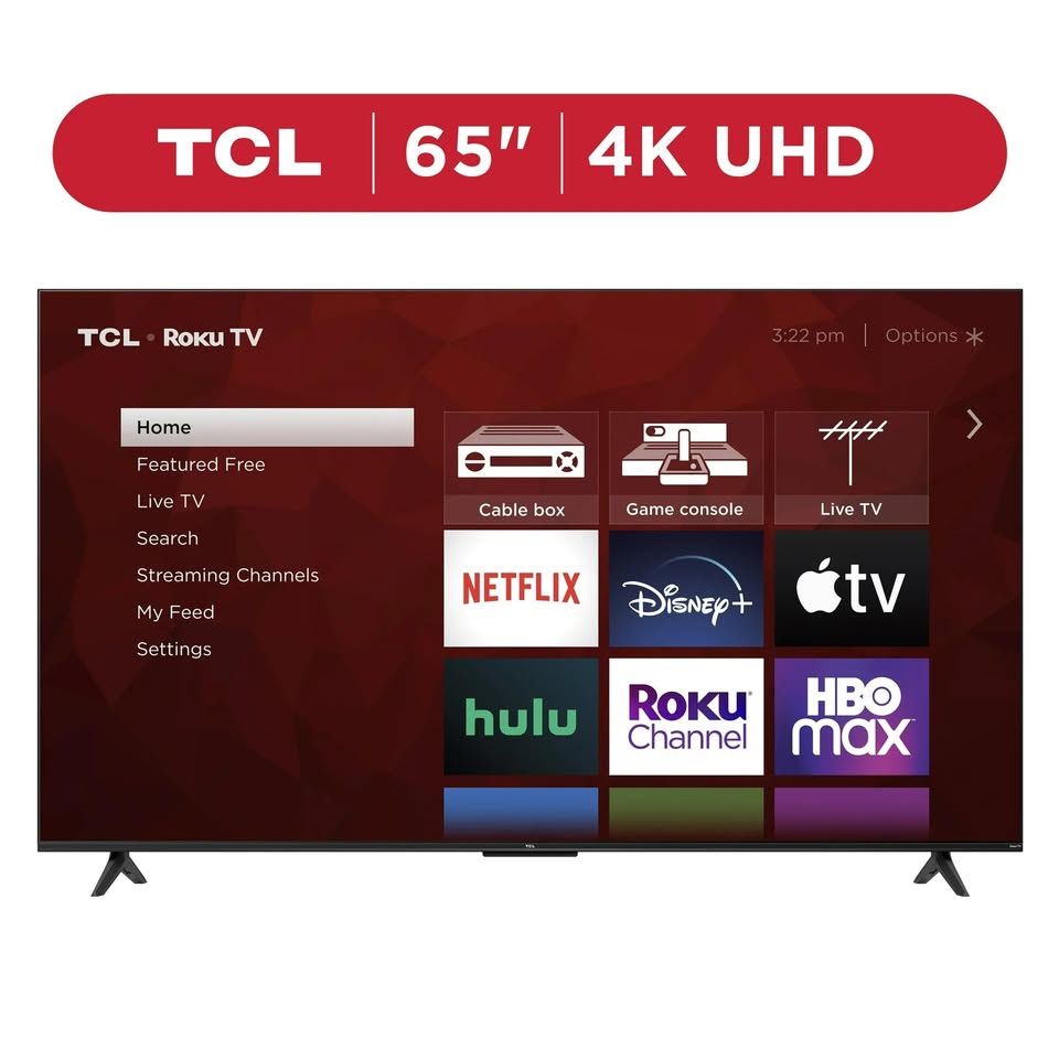 TCL 65 inch Class S4 4K UHD HDR LED Smart TV with Roku TV Remote