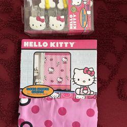 Hello Kitty Shower Curtain & Hooks - Brand New - Pick Up Only