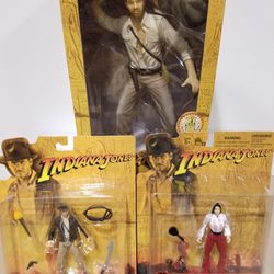 Disney Theme Park Edition Exclusive Indiana Jones Lot Of 2  Figures And 10" Statue