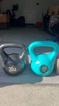 Two used 20lb kettlebells