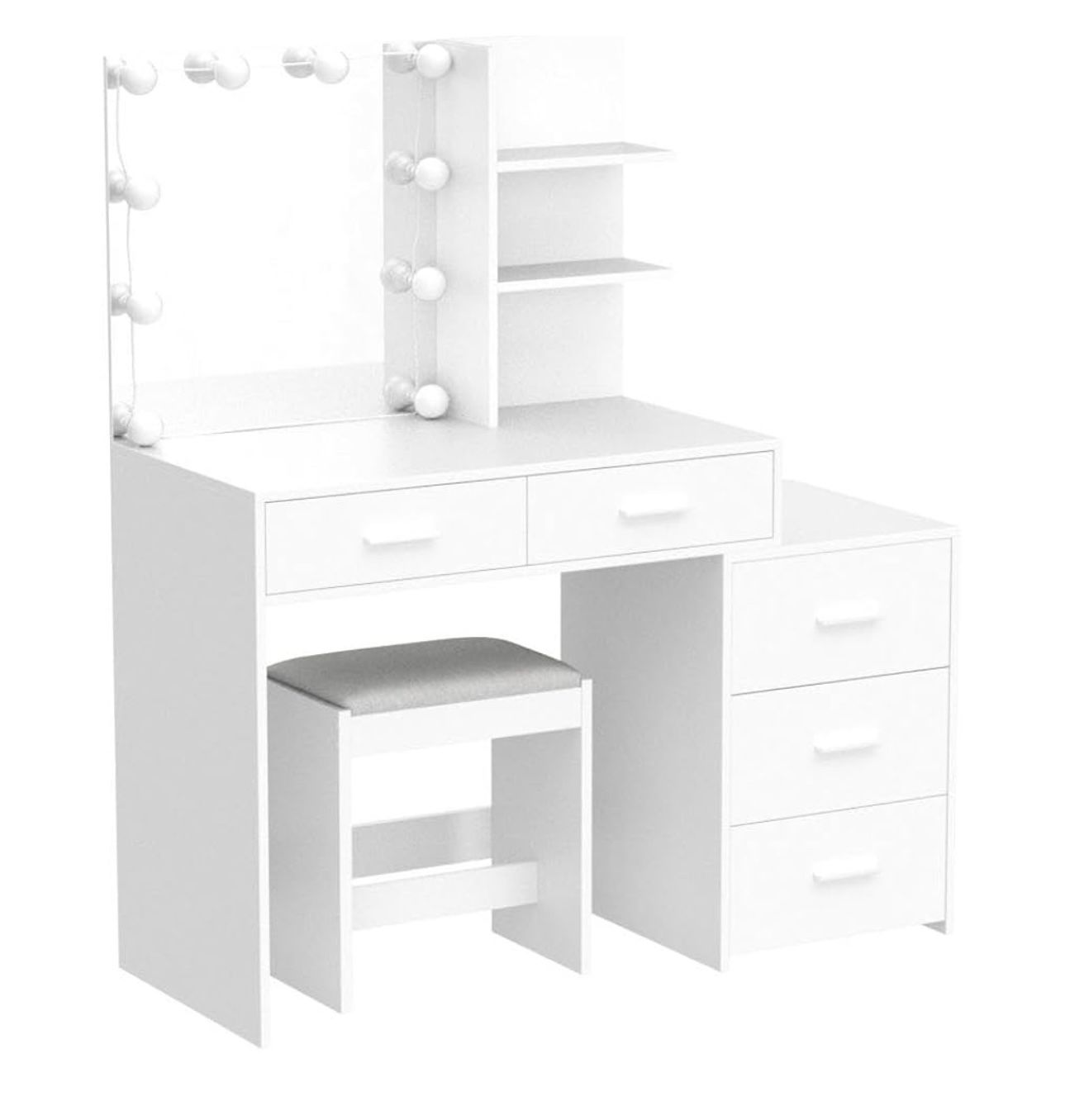 Large Vanity Desk with Mirror and 10 LED Lights