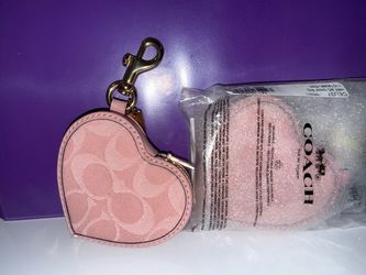 Coach Heart Coin Purse Bag Charm Pink