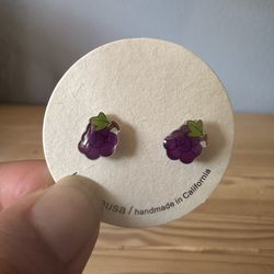 Grapes Earrings Stud, Fruit Earrings Stud