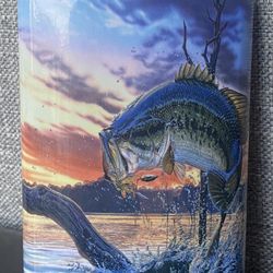 8 Oz Stainless Steel Flask. New . Bass Fishing Strike Scene