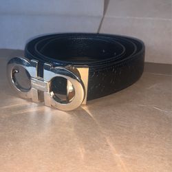 Ferragamo Black Leather Belt