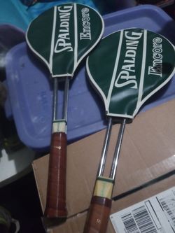 2 Spalding tennis rackets with covers good condition