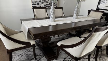 Dark Wood Dining table with extension too(4’x7.5’ - Chairs Not Included)