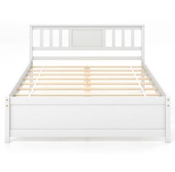 NEW Costway Full Size Wood Bed Frame with Headboard – White