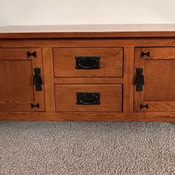 Solid Oak Mission Style Coffee Table + Matching End Tables (Set)