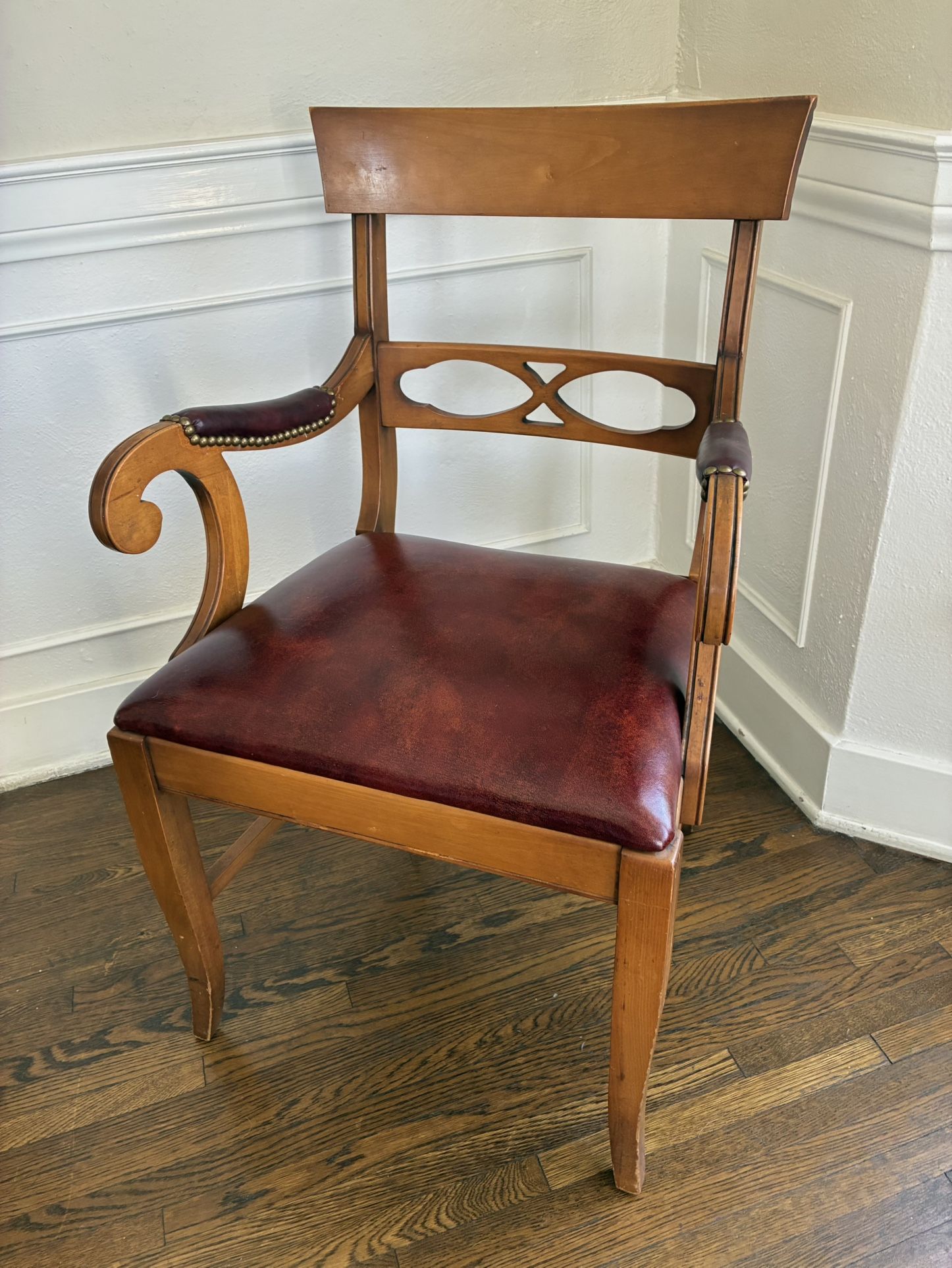 ‘Biedermeier Style’ Arm Leather Desk Chair