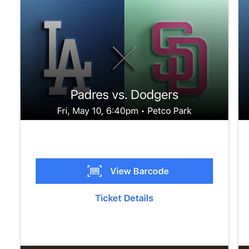4 Field Level Tickets Friday/Saturday/Sunday Padres Vs Dodgers Sec 124