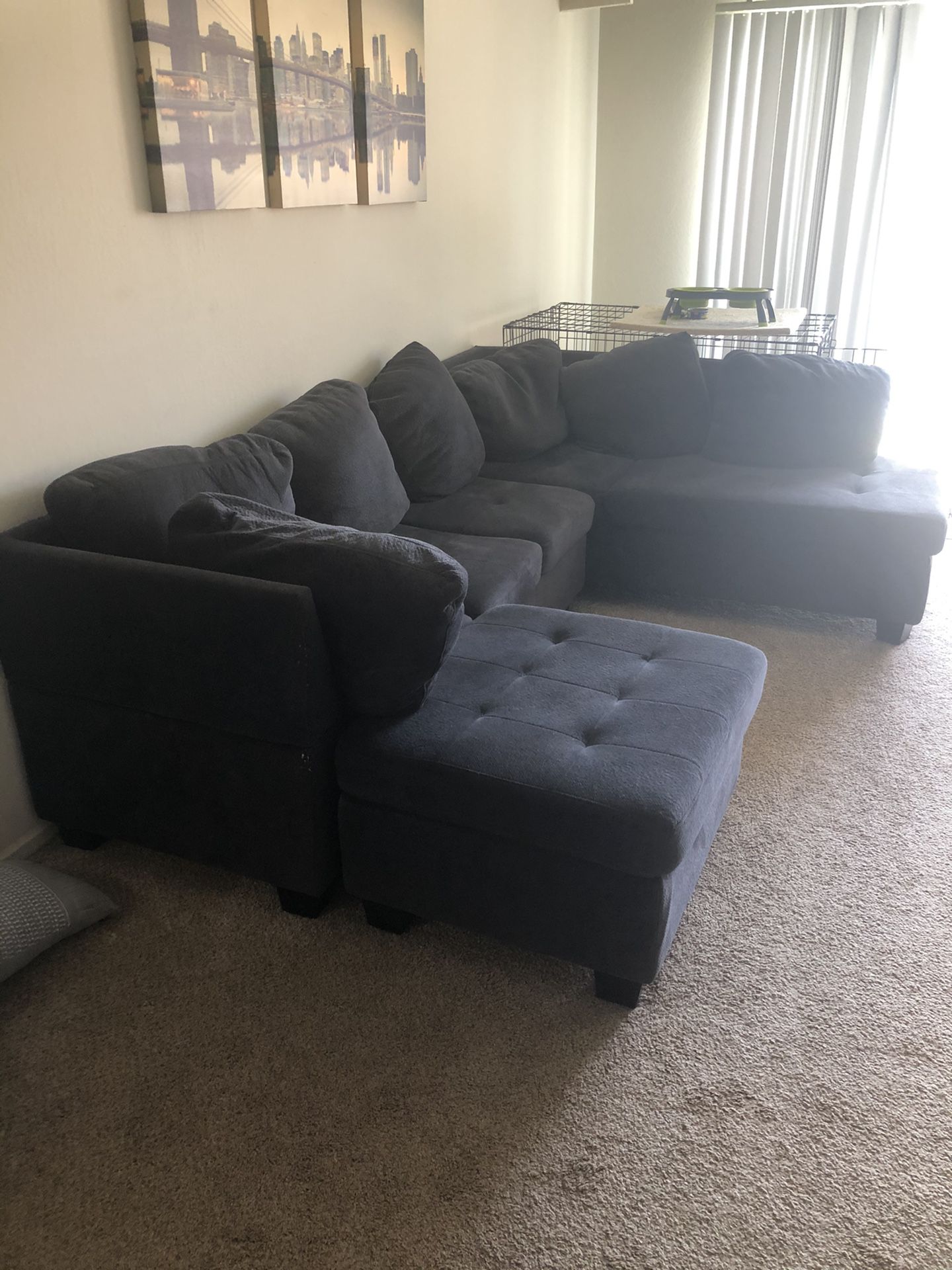 3-Pc Canterbury Sectional Sofa Set in Charcoal Finish