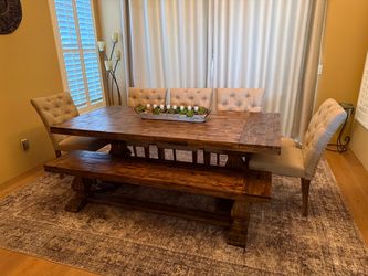 Rustic Dining Table Bench and Chairs