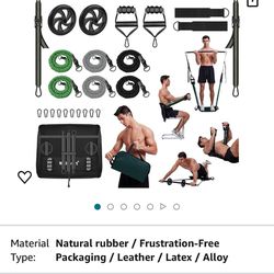 Home Gym Equipment - Portable Multi-Functional Core Strength Training / All in 1 Handbag at Home Gym | Pilates Bar Kit with Resistance Bands | Removab