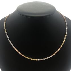 New 14K Solid Gold Three Tone Rope Chain 