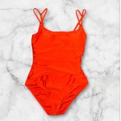 NWT Ellen Tracy One Piece Swimsuit SZ 6 Cherry Tomato Orange NWT New $98 Design