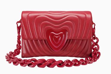 Escada Heart bag handbag for women. Red Leather.