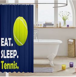 Tennis Fabric Shower Curtain and Hooks