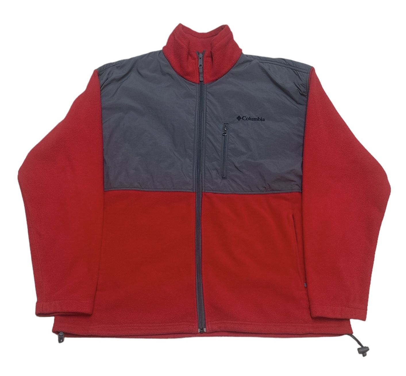 Columbia Men’s Red Grey Colorblock Pocketed Full Zip Fleece Jacket Size XL