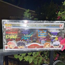 Jujutsu Kaisen 4 Pack Funko Signed - Itadori, Gojo, Megumi, Kugisaki JSA COA