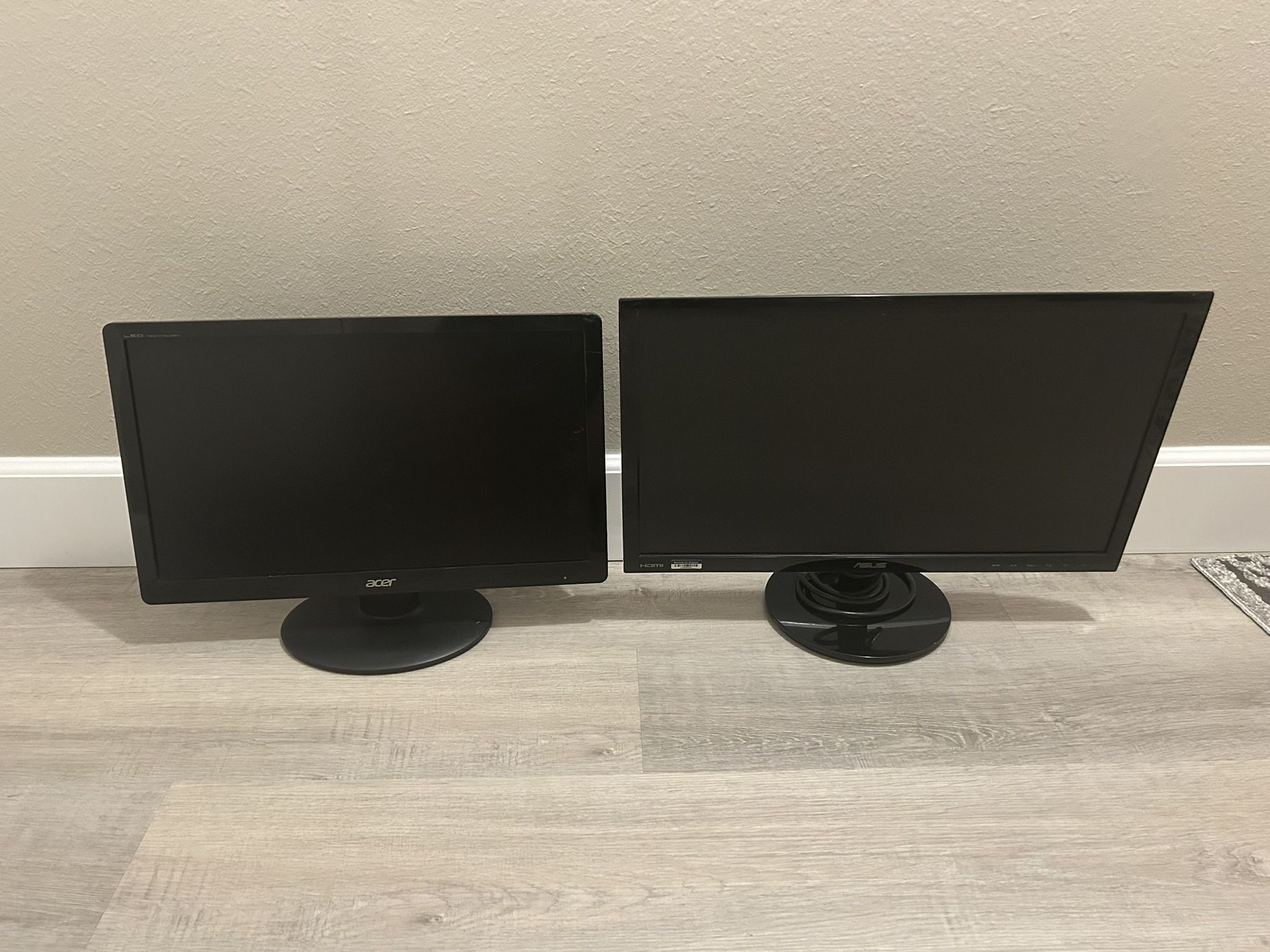 Computer Monitors Acer and Asus Big And Small Monitors Big Asus and Small Acer