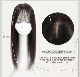 Dark Brown Wig Topper with Bangs for Woman 20 Inch Length made with Real Human Hair Hair