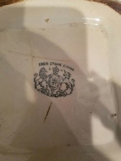 Antique iron stone China bowl serving dish from late 1800 England