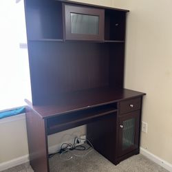 48” Computer Desk And Hutch With Storage. Great Condition!