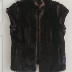 Women's Dark Brown Fake Fur Vest Sz S/M