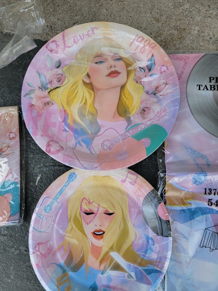 Taylor swift birthday decorations plates, tablecloth, napkins