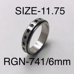 Stainless Steel Star Carved Spinner Ring Band For Men & Women with: RGN-741/Size-11.75