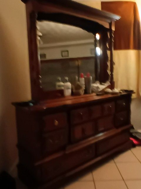Large Dresser With Nice Mirror Across The Top