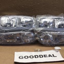 #63 Fit 02-06 GMC Sierra/Yukon/Denali Chrome Amber LED DRL Strip Headlight 