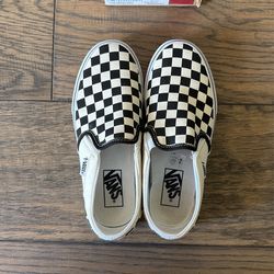 Like New VANS Slip On Sneakers Asher Checker Board Black And Chalk