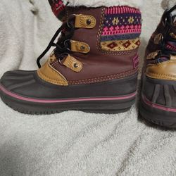 London Fog Winter Girls Boots Size 1 Pink And Brown. 