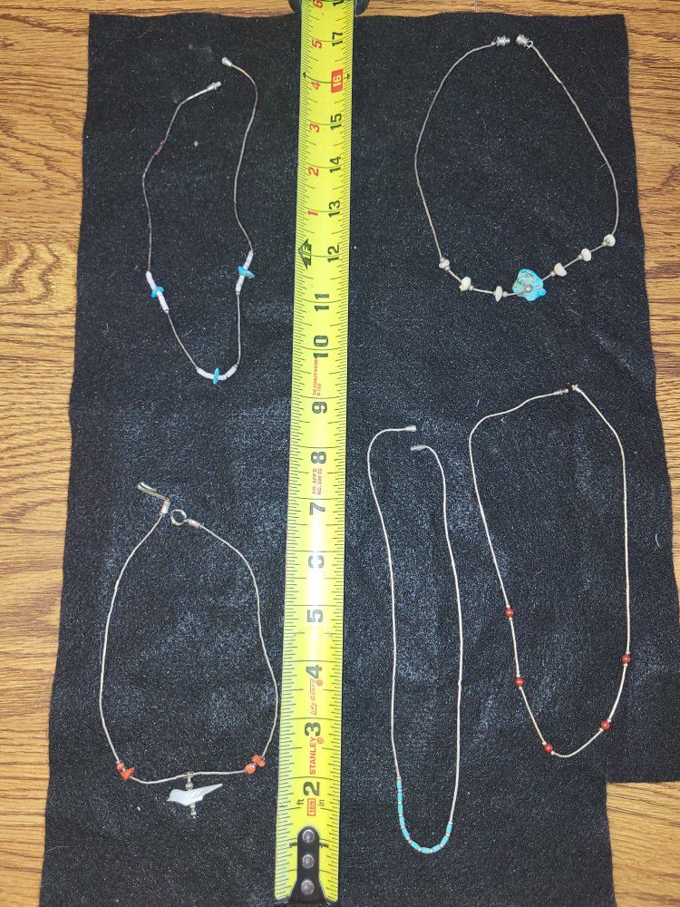 5 Silver Necklaces 