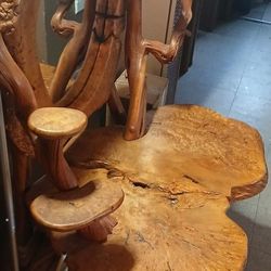 Handmade one of a kind Burlwood vanity with matching chair , never used ,