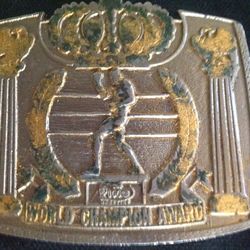Ring magazine world championship belt converted to a belt buckle
