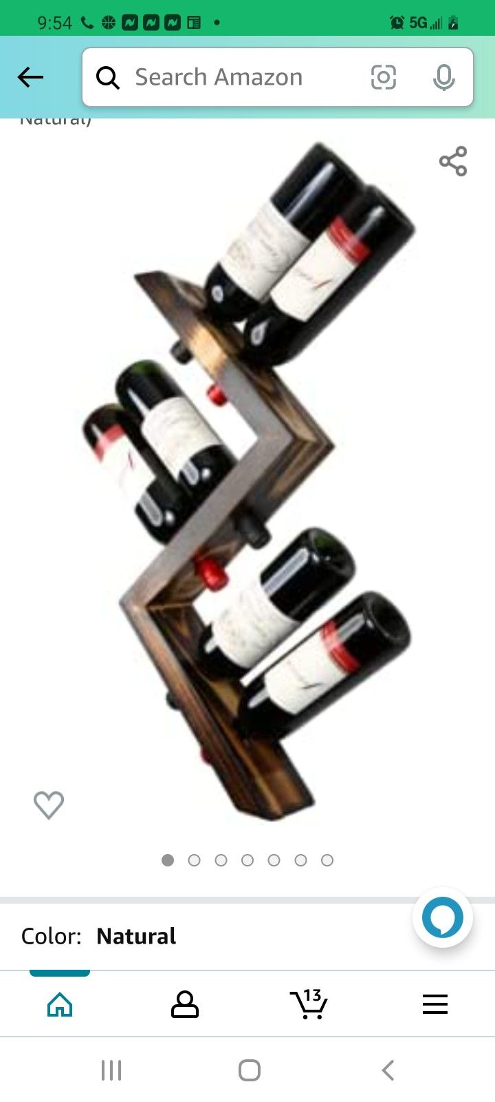 6 Bottle Wine Bottle  Zigzag Wine Rack