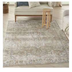 Nourison Astra Machine Washable Bohemian Beige 5'3" x 7' Area Rug, (5x7)