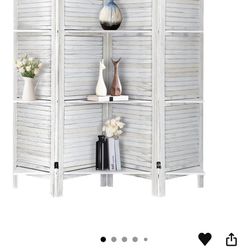 Wood Room Divider - 4 Panel With Shelves