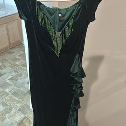 velvet green dress large to medium size