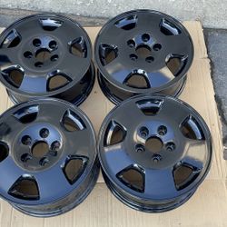 Black powder coated Honda Accord 15 inch aluminum wheels 5 on 4.5 inch 